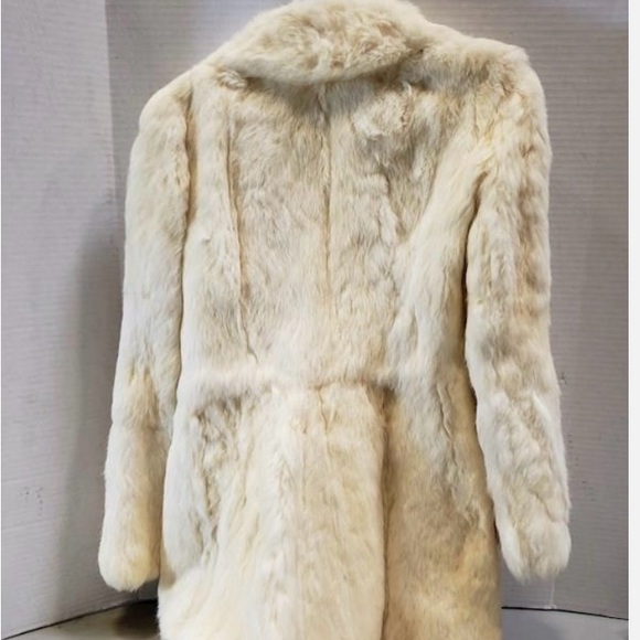 Chill Chasers Vtg Blonde genuine Rabbit Fur Coat Jacket US Size 33 Full Length - Picture 4 of 9